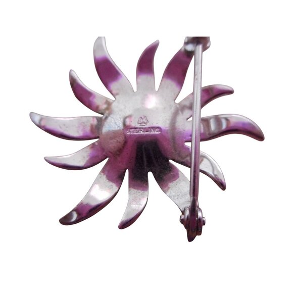 Vintage Estate Pearl Silver Floral Brooch Pin Jewelry Sterling - Picture 3 of 3